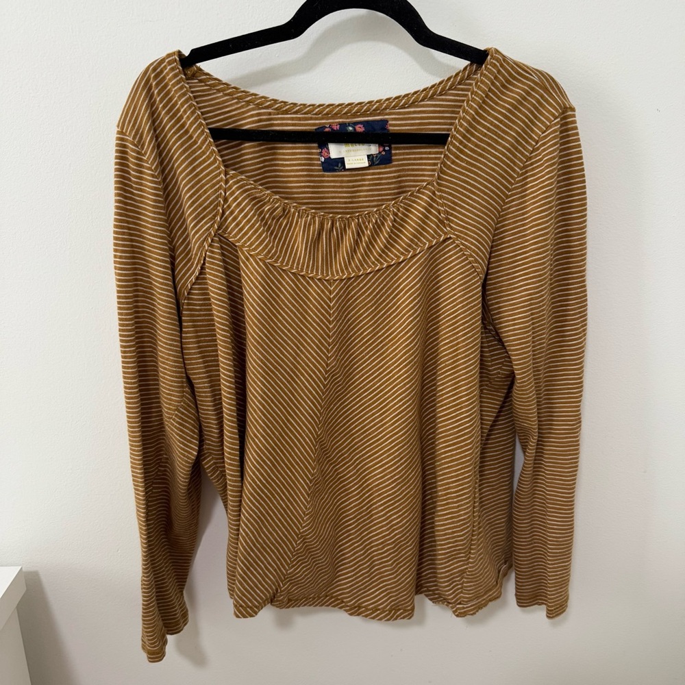 Maeve (Anthropologie) Striped Mustard Women's Top